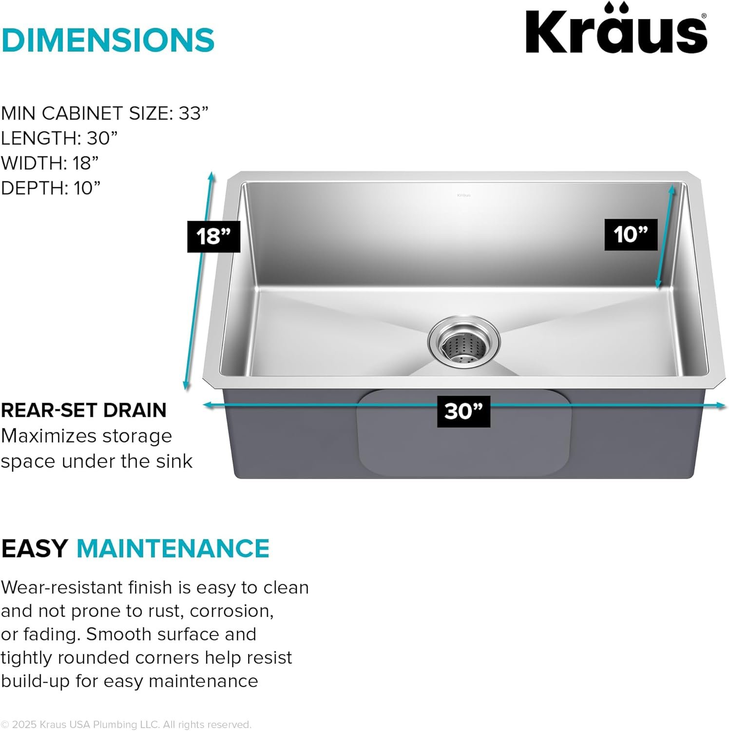 KRAUS Standart Pro 30" Undermount Single Bowl Stainless Steel