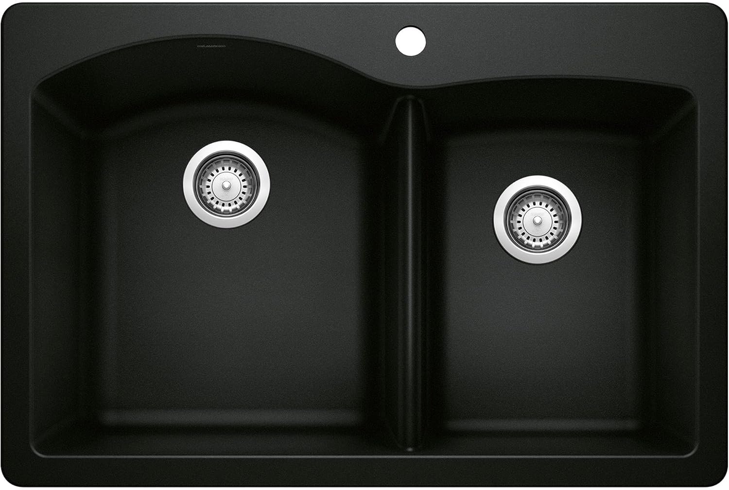 Diamond Silgranit 60/40 Double Bowl Undermount or Drop-In Kitchen Sink 33", Coal Black