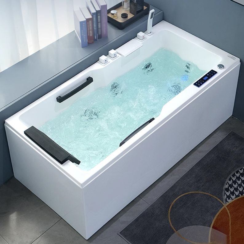 Luxurious Whirlpool Tile in Bathtub with Body Jet, Heater, and Enhanced Bath Therapy with Black 5-Piece Set, Surfing & Massage & Thermostat & Heat & C