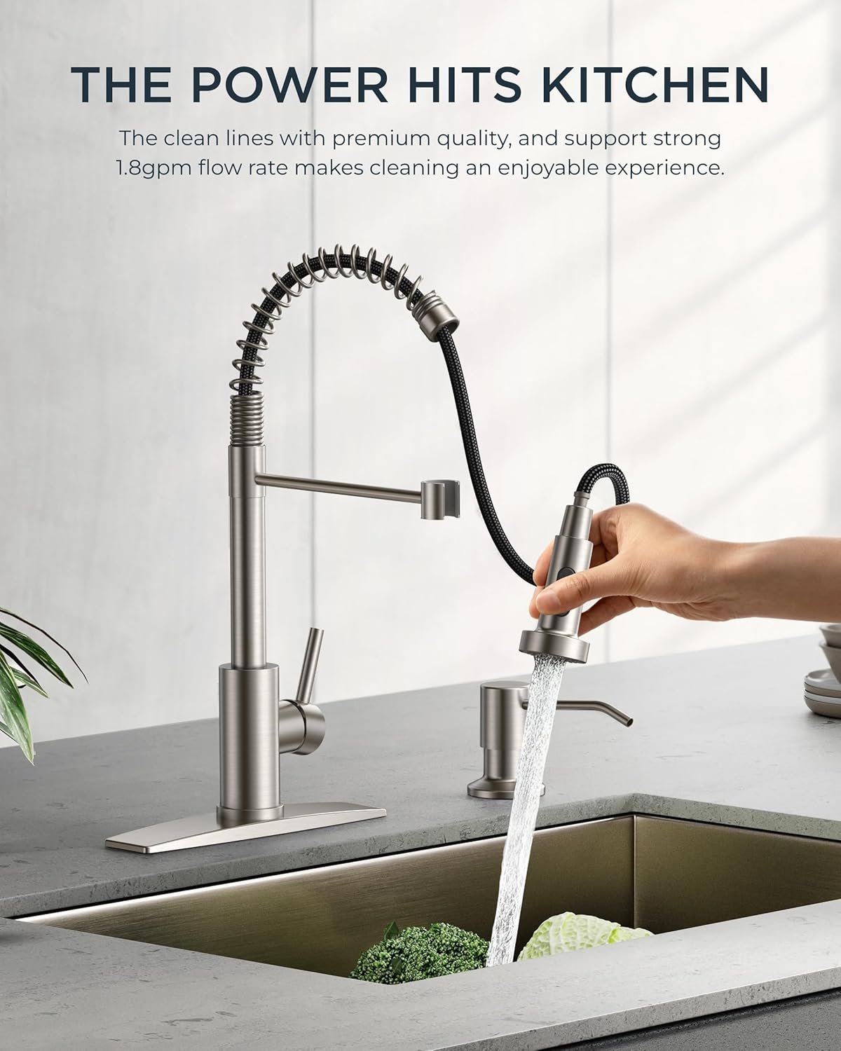 Kitchen Faucets with Pull Down Sprayer - Brushed Nickel