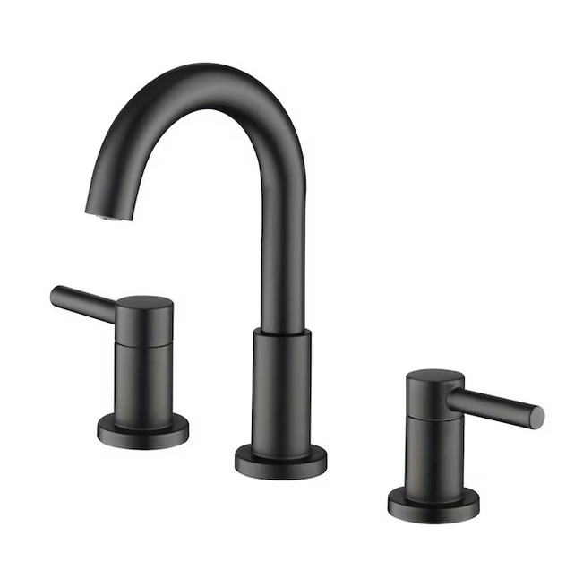 2 Handles WaterSense Mid-arc Residential Handle Bathroom Sink Faucet - Matte Black